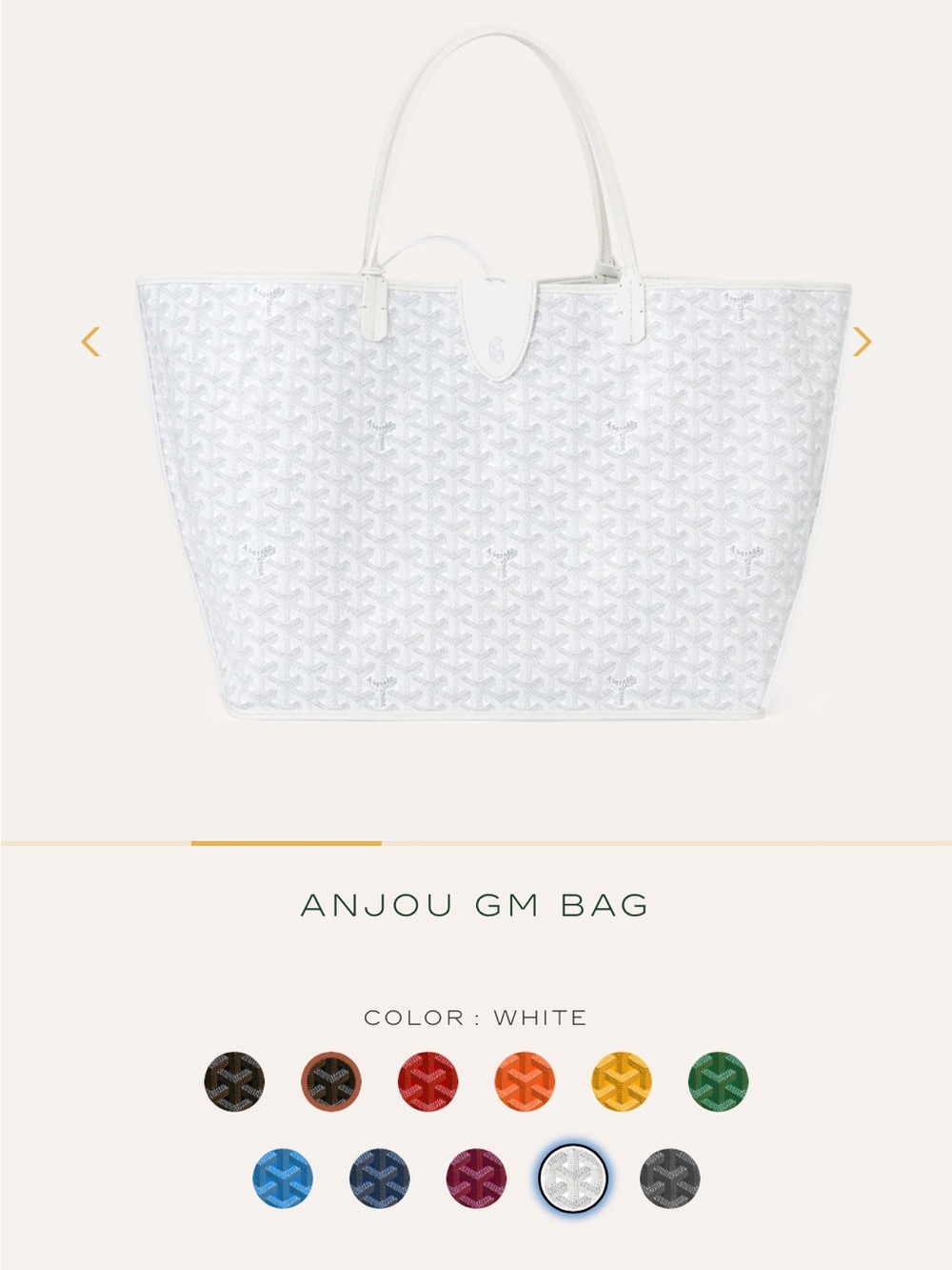 Goyard Anjou GM Tote in White